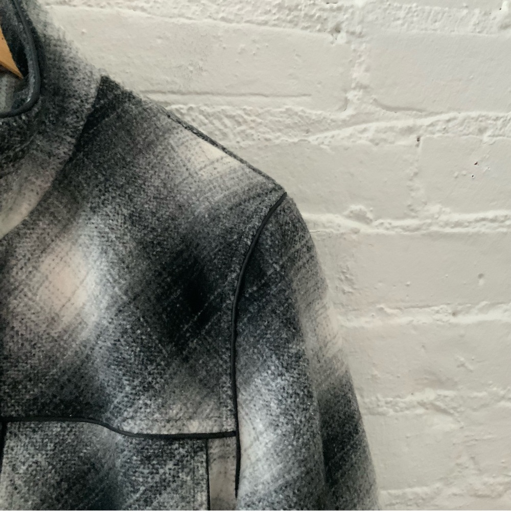 W.A.Y Wonderful & Young Bomber Jacket Black White Plaid Full Zip Grunge Y2K Sz M - Picture 3 of 12